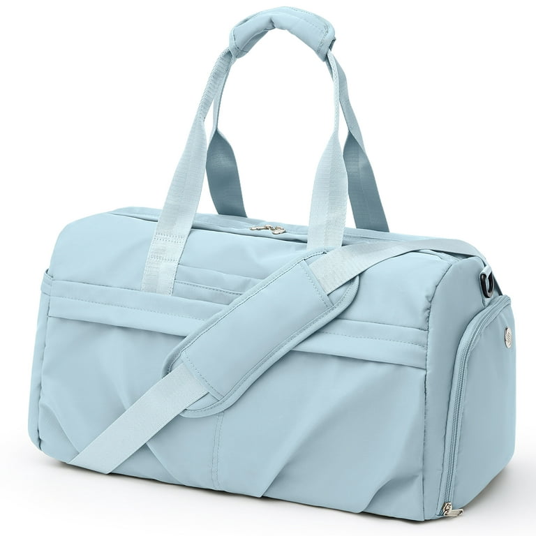 Sport Duffel Bag, Gym Bag with Shoes Compartment and Wet Pocket,Travel  Duffel Bag for Man and Women,Sport Gym Tote Bags for Swimming Yoga, Weekend  Overnight Bag Carry on Bag Light Blue 