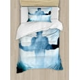 thumbnail image 1 of Sport Duvet Cover Set, Heroic Shaped Rugby Player Silhouette Shadow Standing in Fog Playground Global Sports Photo, Decorative 2 Piece Bedding Set with 1 Pillow Shams, Twin Size, Blue, by Ambesonne, 1 of 3