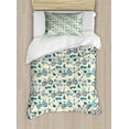 thumbnail image 1 of Sport Duvet Cover Set Twin Size, Bicycles Skates Boards Wheeled Physical Activity Equipment Lifestyle Pattern, Decorative 2 Piece Bedding Set with 1 Pillow Sham, Blue Coral Beige, by Ambesonne, 1 of 3