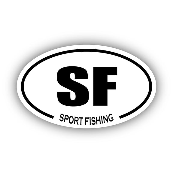 Sport Fishing SF Oval Bumper Sticker 3M Vinyl Decal 3 in x 5 in
