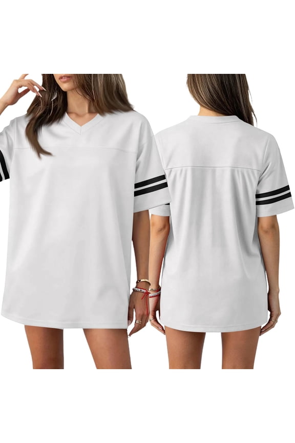 Sport Football Jerseys for Unisex Plain Fitness Shirts Men Women Blank Casual Athletic T-Shirts Workout V Neck Classic Tops White L