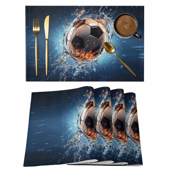 Sport Football Placemats Set of 2, with Water Non-Slip Place Mats Washable Table Mats for Kitchen Dining Table Decorations Indoor/Outdoor