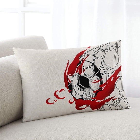 Sport Football Throw Pillow Cover, Red Flame Rustic Texture Rectangle Decorative Pillow Case Protector Soft Cushion Cover Lumbar Pillowcase for Couch Sofa Bedroom Car Chair Decor 12x20 Inch