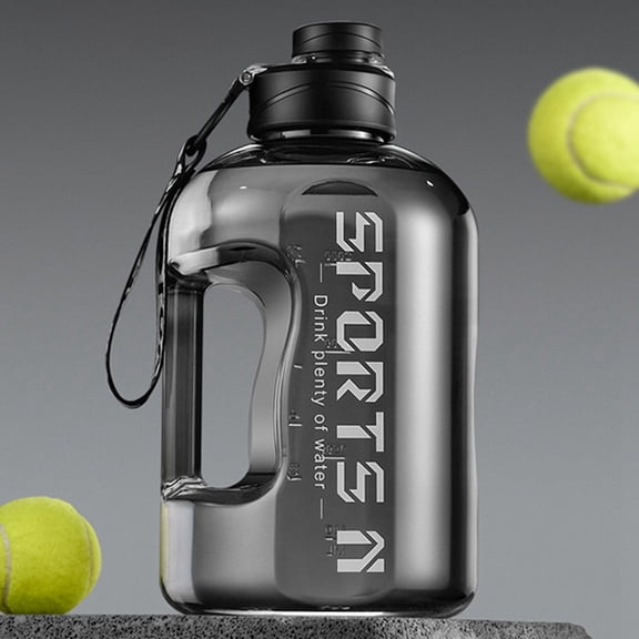 Sport Gallon Water Bottle with Handle, 57/91oz Motivational Large Leakproof Food Safe BPA Free Drinking Water Bottle Jug,Ensure You Drink Enough Water Daily 57oz Black