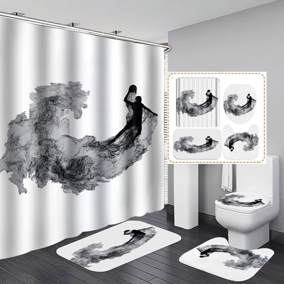 Sport Game Fabric Shower Curtain Set Cool Basketball Soccer Volleyball Rugby Baseball Graffiti Sports Theme Bathroom Set Decor