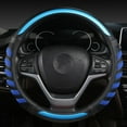 thumbnail image 1 of Sport Grip Style Dark Blue Leather Steering Wheel Cover, Universal Fit 15 Inch Steering Wheel Cover, 1 of 5