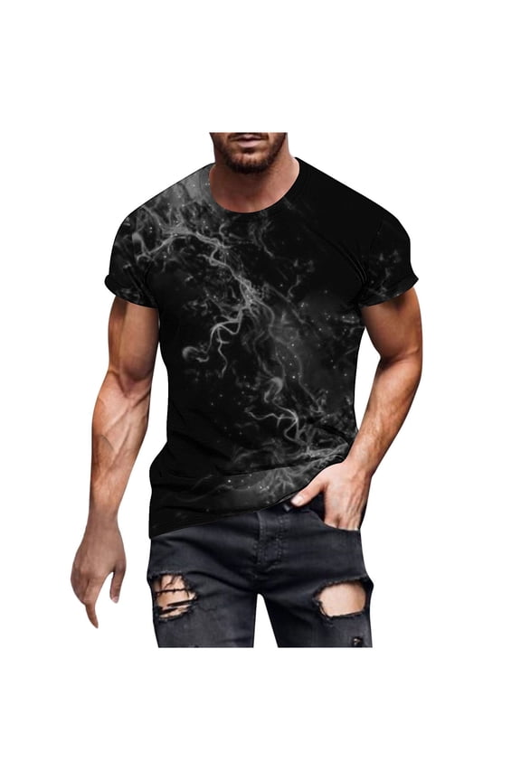 Sport Gym Casual Jogger T Shirts for Man Summer Fall Short Sleeve Crewneck Spandex Fire Print Tee Shirt Tops Man 2026 Clothes Regular Fit Y2K S