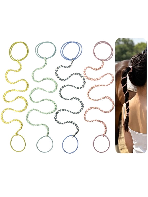 Sport Hair Ties for Women, 16" 4 Packs Soft Nylon Elastic Ponytail Holders for Thick,Curly,Fine Hair Spiral Pony Tail Wrap Tie Long Womens Accessories for Swim,Riding,Running,Workout,GYM (Colorful 2)