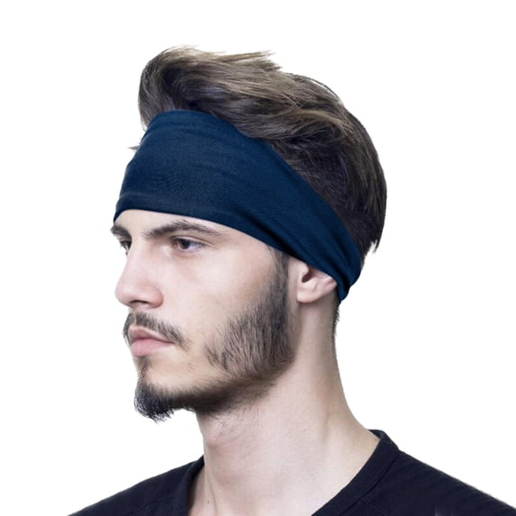 Sport Headbands for Women Men Solid Color Elastic Soft Fabric Non-Slip Hair Bands Hair Warp for Daily Workout Yoga Running Sports Summer Fashion Outdoor Sports Elastic Hairband Navy One Size