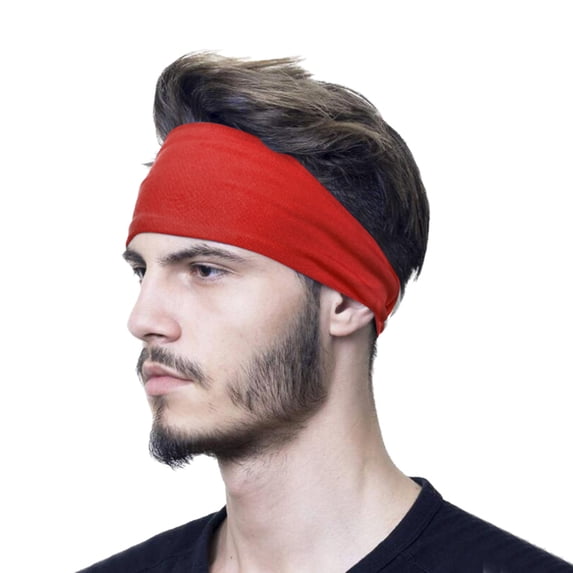 Sport Headbands for Women Men Solid Color Elastic Soft Fabric Non-Slip Hair Bands Hair Warp for Daily Workout Yoga Running Sports Summer Fashion Outdoor Sports Elastic Hairband Red One Size