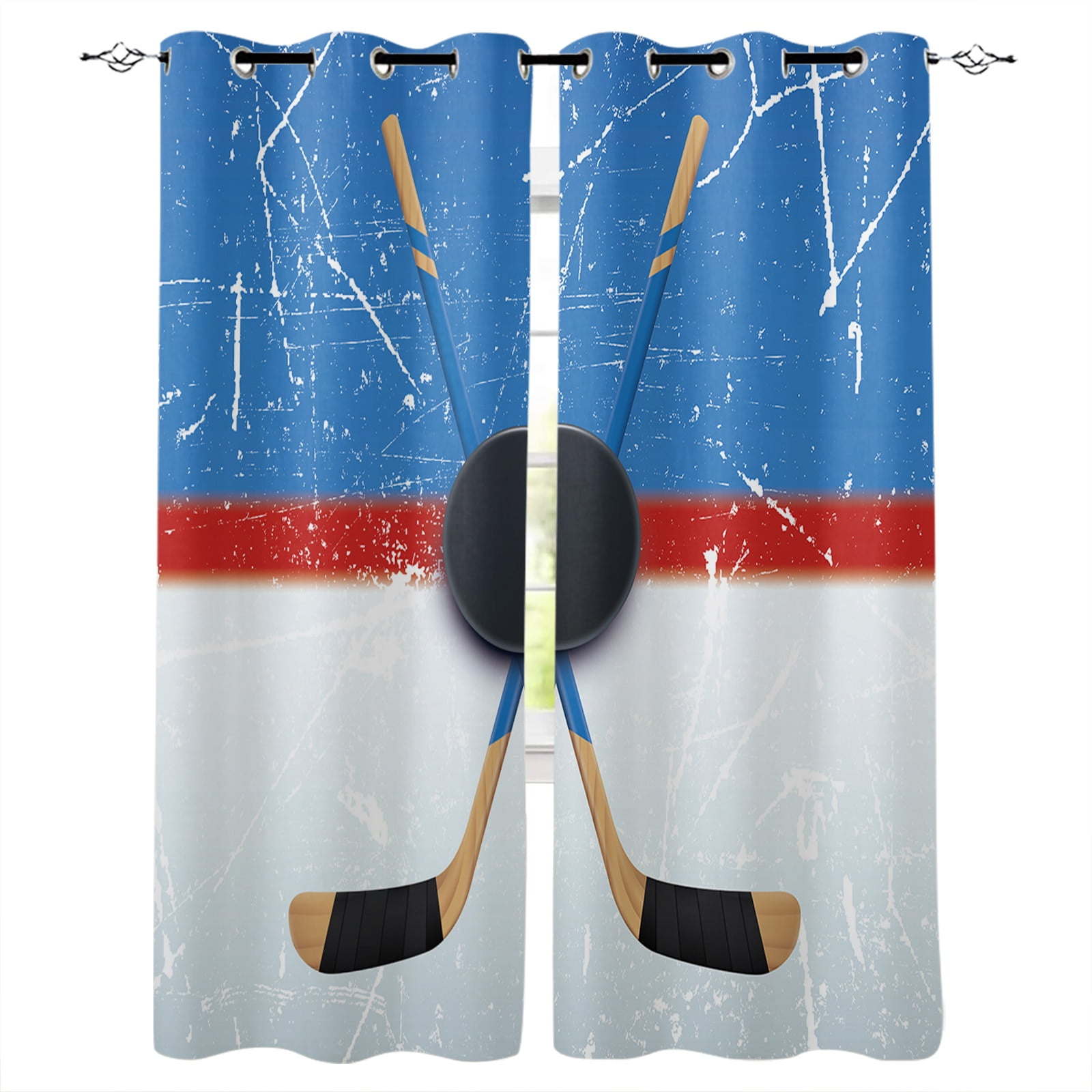 Sport Hockey Stadium Stars Print Curtains for Living Room Drapes