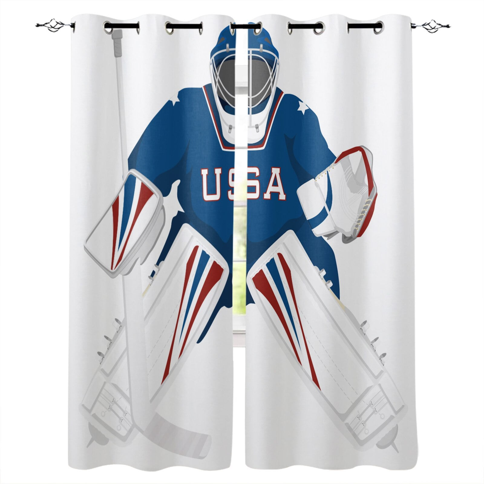 Sport Hockey Stadium Stars Print Curtains for Living Room Drapes