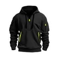thumbnail image 1 of Sport Hoodie Autumn Men Hoodie Hooded Drawstring Half Zipper Pockets Elastic Cuffs Hem Pullover Sport Fitness Travel School Top, 1 of 5