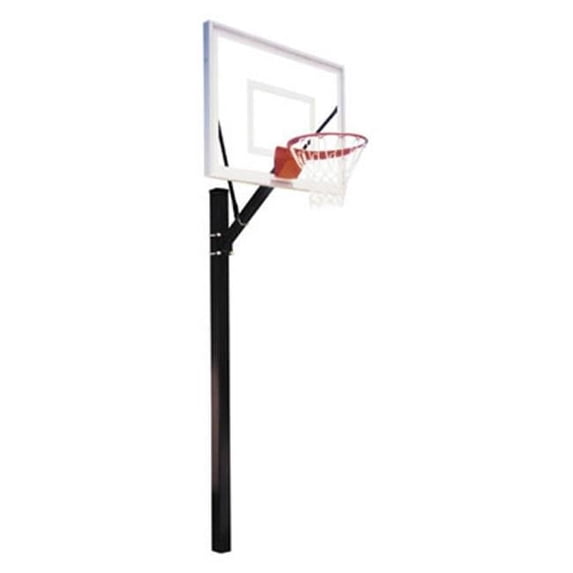 Sport III Steel-Acrylic In Ground Fixed Height Basketball System, Saddle Brown