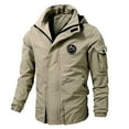 thumbnail image 1 of Sport Jackets for Men Casual Zip Up Waterproof Hooded Jacket with Pocket Spring Autumn Fashion Loose Tactics Military Jackets, 1 of 2