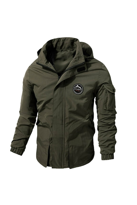 Sport Jackets for Men Casual Zip Up Waterproof Hooded Jacket with Pocket Spring Autumn Fashion Loose Tactics Military Jackets