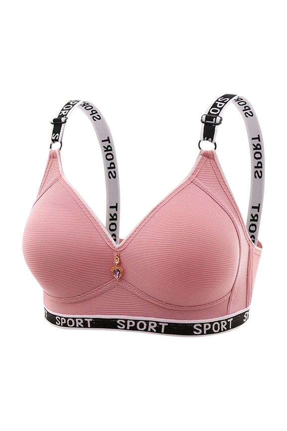 Sport Letter Bras for Womens Lace-Up Adjustable Straps Bralettes No Underwire Full Coverage Shelf Bras One Piece Seamless Bra Non-Slip Anti-Sagging Seamless Bras
