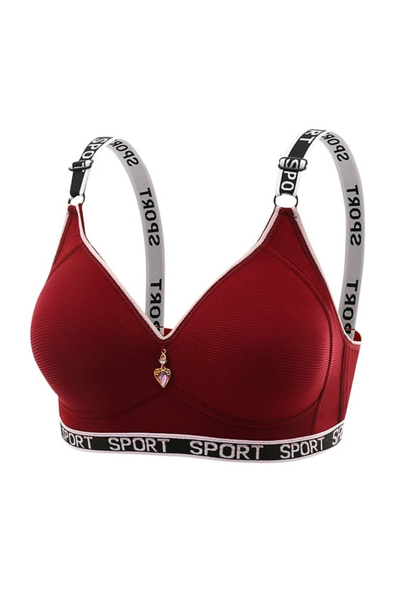 Sport Letter Bras for Womens Lace-Up Adjustable Straps Bralettes No Underwire Full Coverage Shelf Bras One Piece Seamless Bra Non-Slip Anti-Sagging Seamless Bras