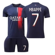 Sport | Mbappe #7 Kids/Youth PSG Away 23/24 Soccer Fan Set- Navy Blue - Size 6 (Youth X-Small)