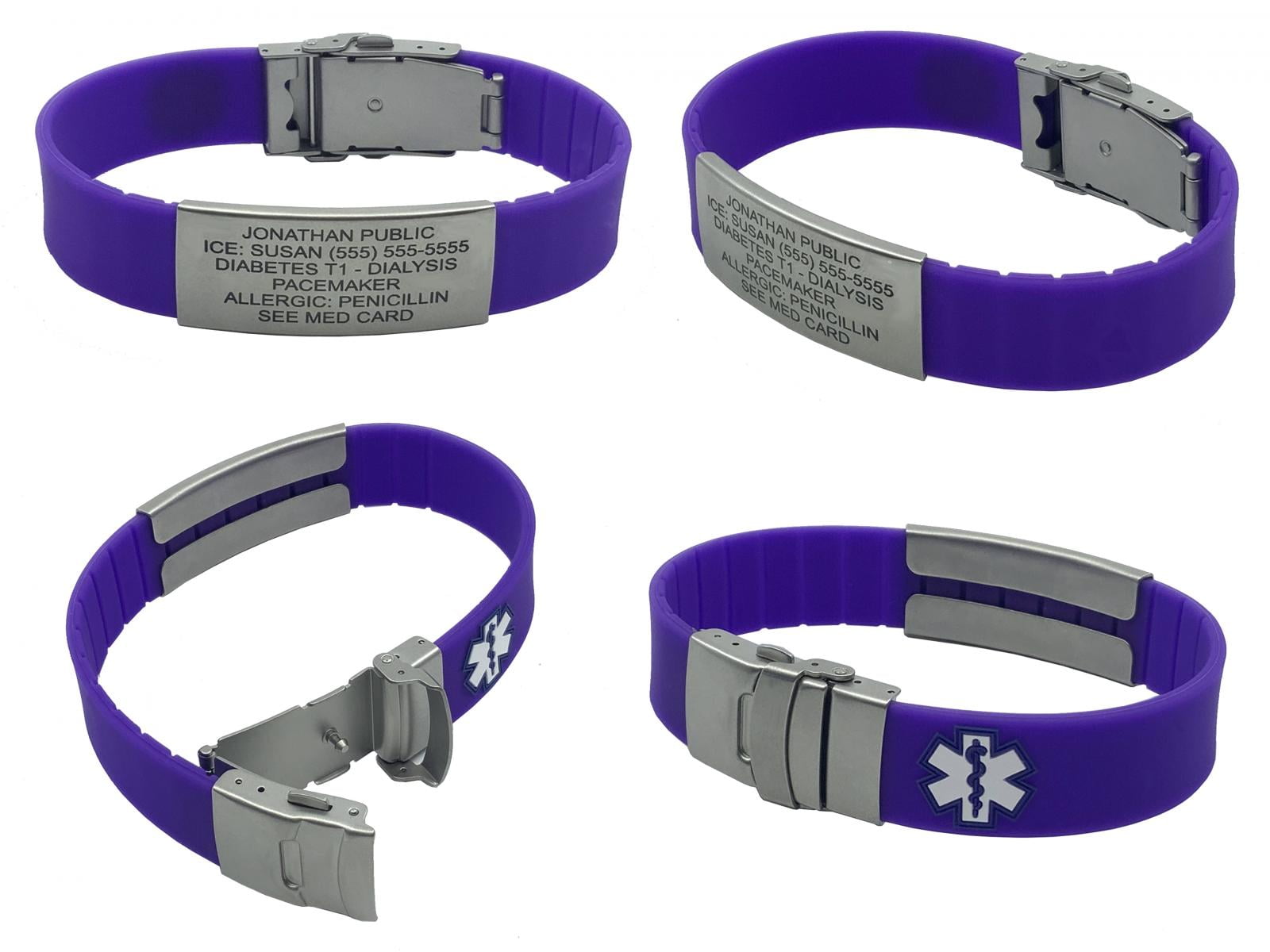Sport Medical Alert Bracelets for Men and Women. Personalized Engraving ...