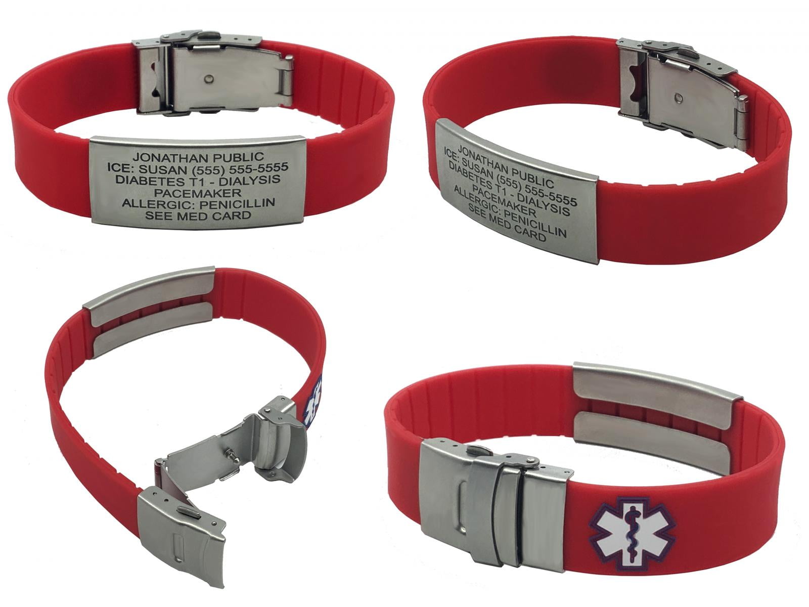 Sport Medical Bracelet for Men and Women. Free Personalized Engraving