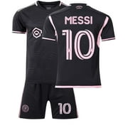 Sport| Messi #10 Kids/Youth Inter Miami Away 23/24 Soccer Fan Set- Black- Size 12 (Youth Large)