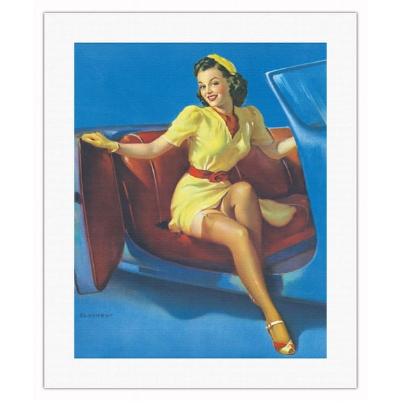Sport Model - Vintage Pin Up Girl Print by Gil Elvgren 1940 - Fine Art Rolled Canvas Print (Unframed) 16in x 20in
