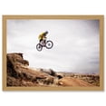thumbnail image 1 of Sport Mountain Bike Jump Sky Big Air Off Road Artwork Framed Wall Art Print A4, 1 of 4