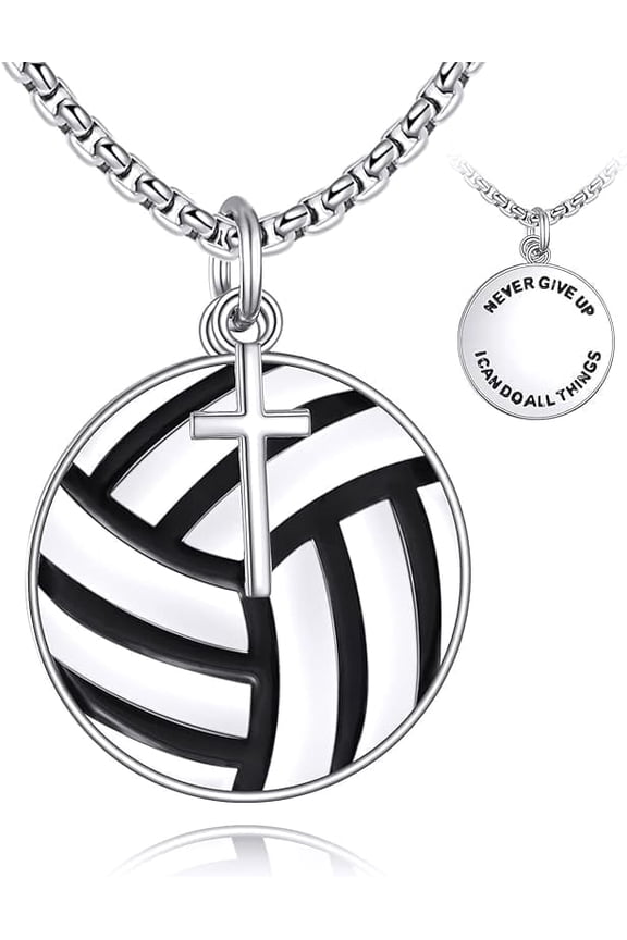 Sport Necklace Sterling Silver Never Give Up I Can Do All Things Pendant Jewellery Sport Gifts for Women Men