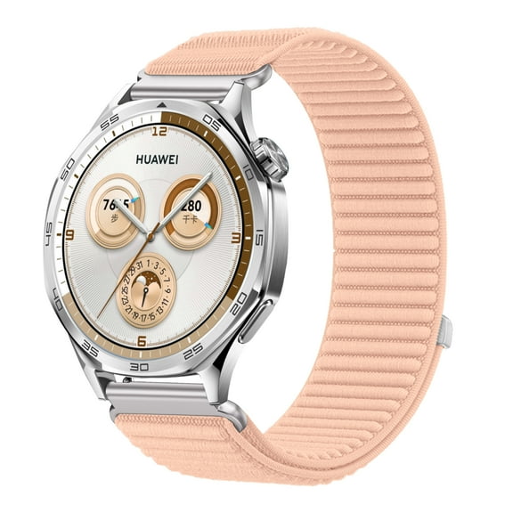 Sport Nylon Loop Band Compatible for Samsung Galaxy Watch 7 40mm for Women Men, Adjustable Breathable Woven Braided Nylon Strap for Samsung Galaxy Watch 7 40mm, Pink