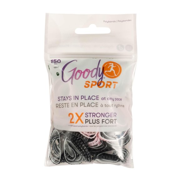 Sport Ouchless Forever Polyband Hair Ties, 150 Ct, Two-Tone, 2X Stronger, SlideProof Sport-Level Grip for Active Lifestyles, Easy-Glide Styling Accessories for Women & Men, All Hair Types