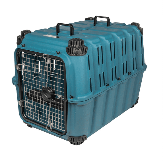 Mammoth Guardian Strong and Durable 36" Plastic Dog Kennel, Blue, Heavy-Duty Travel Crate