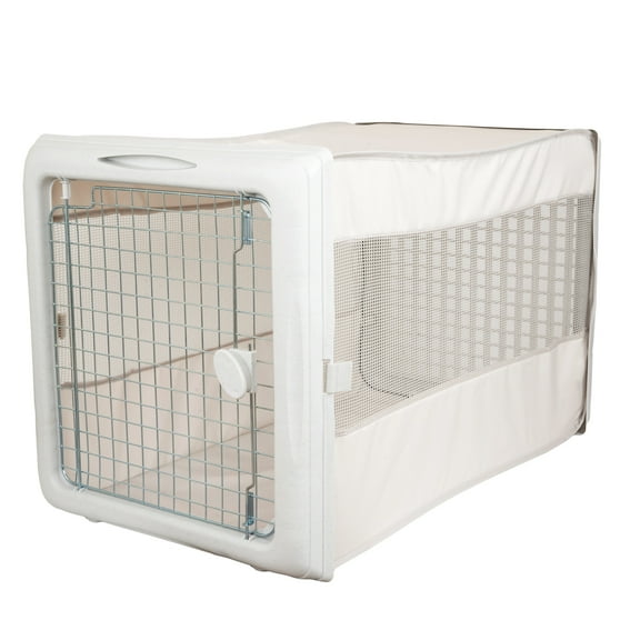 SportPet Large Pop-Crate Foldable Plastic Travel Kennel for Dogs with Ventilated Side Panels