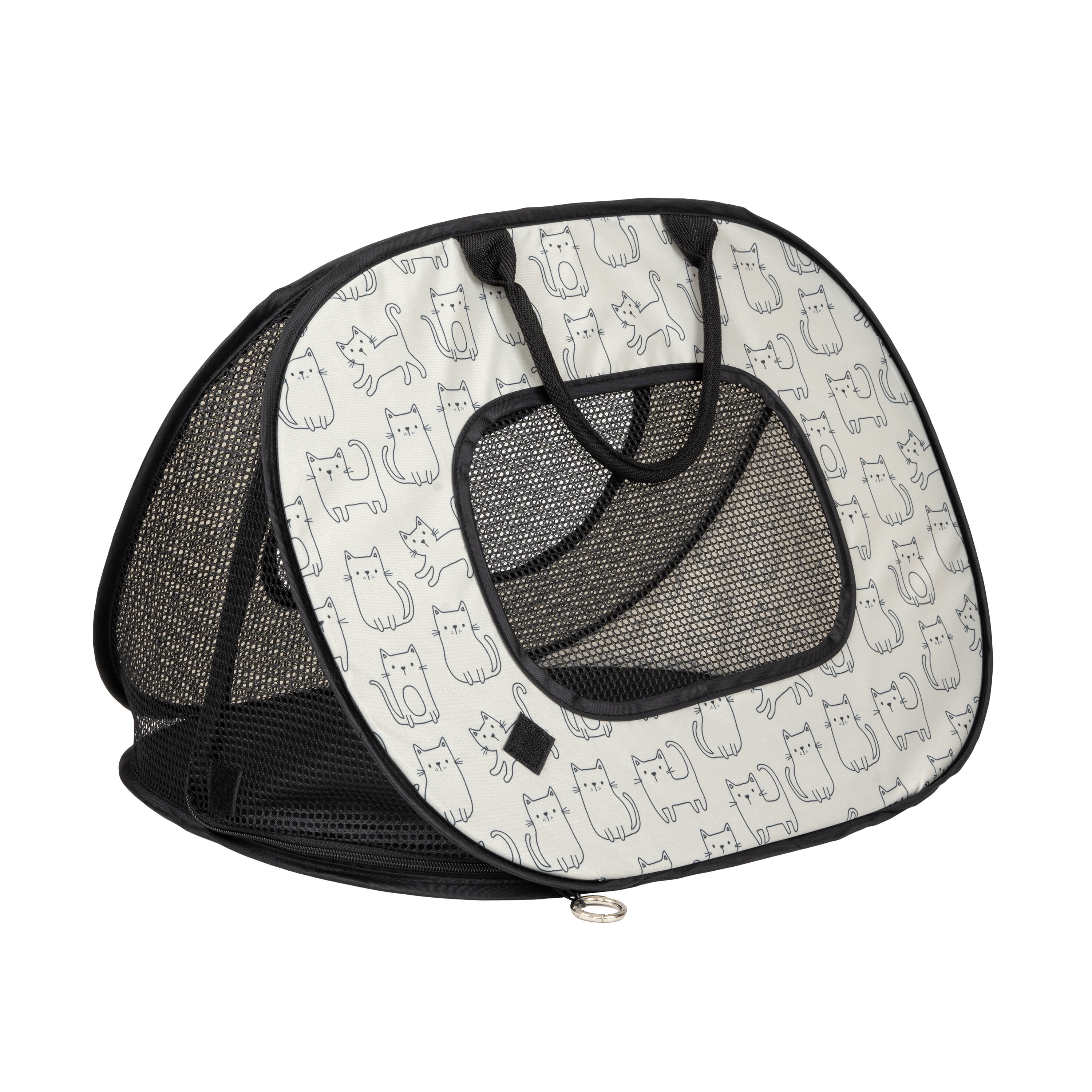 Sport Pet Cat Print Mesh Panel Pop Open Cat Carrier