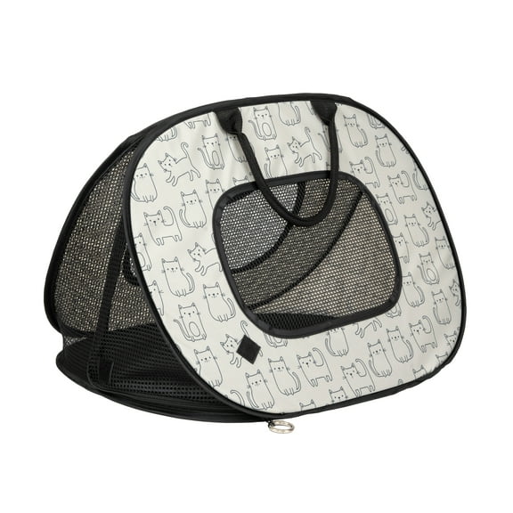 Sport Pet Cat Print Mesh Panel Pop Open Cat Carrier