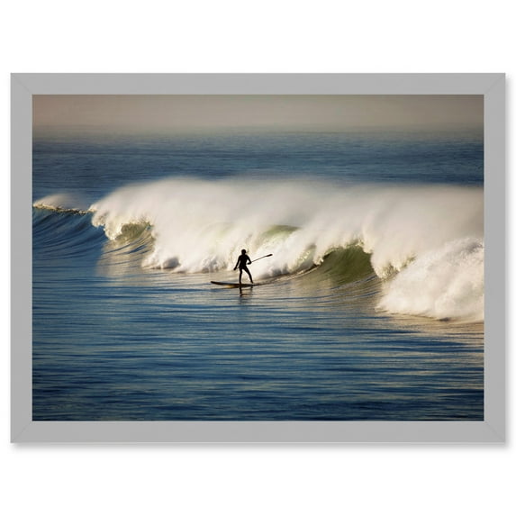 Sport Photo Surfing Surf Surfer Paddle Board Wave Ocean Artwork Framed Wall Art Print A4
