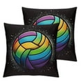 thumbnail image 1 of Sport Rainbow Volleyball Throw Pillow Covers  Set of 2 Decorative Pillowcase Cushion Covers Soft Velvet Pillow Cases for Sofa Couch Bed Car Bedroom Home Decor, 1 of 6