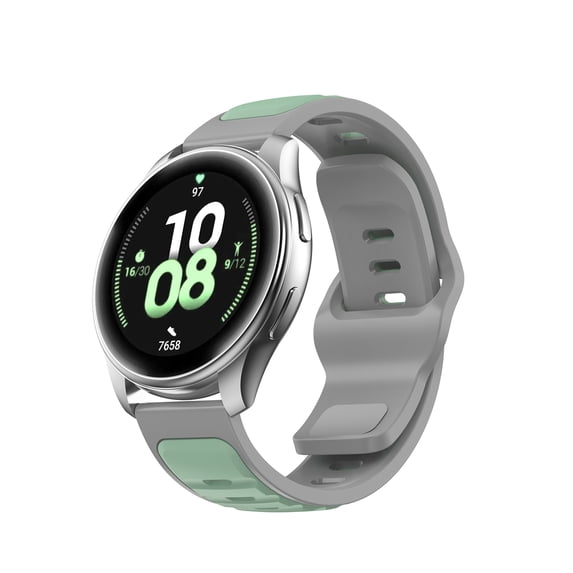 Sport Silicone Band for Samsung Galaxy Watch 4 40mm, Soft Wristband Dual-Colors Adjustable Sport Watch Strap for Samsung Galaxy Watch 4 40mm, Gray+Green