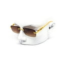 thumbnail image 1 of Men Sunglasses Rimless Hip Hop Shades Square Retro Brown Gold, 1 of 7