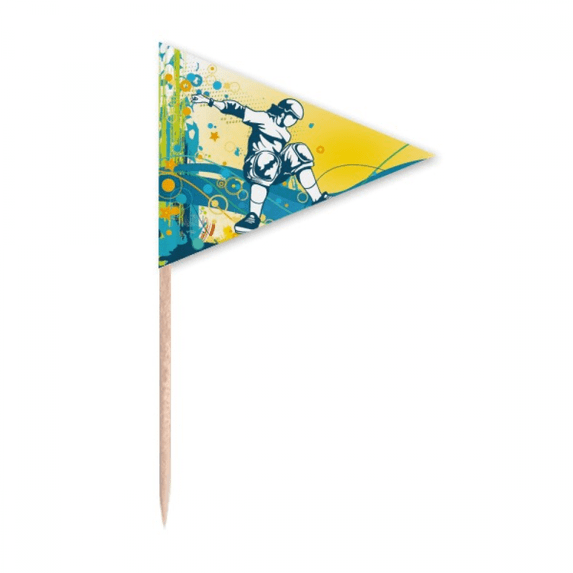 Sport Skateboard Colorful Illustration Toothpick Triangle Cupcake Toppers Flag
