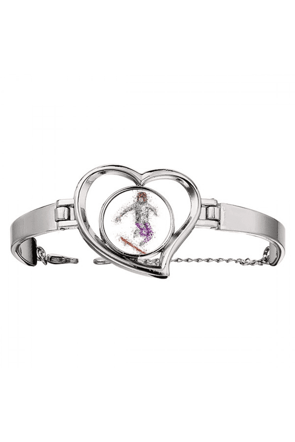 Sport Skiing Skis Cartoon Style Illustration Bracelet Heart Jewelry Wire Bangle