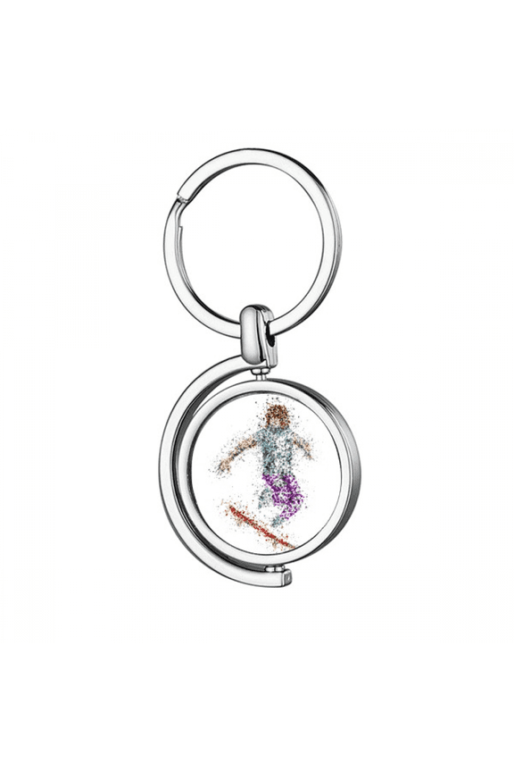 Sport Skiing Skis Cartoon Style Illustration Rotating Keychain Metal Keyring Holder