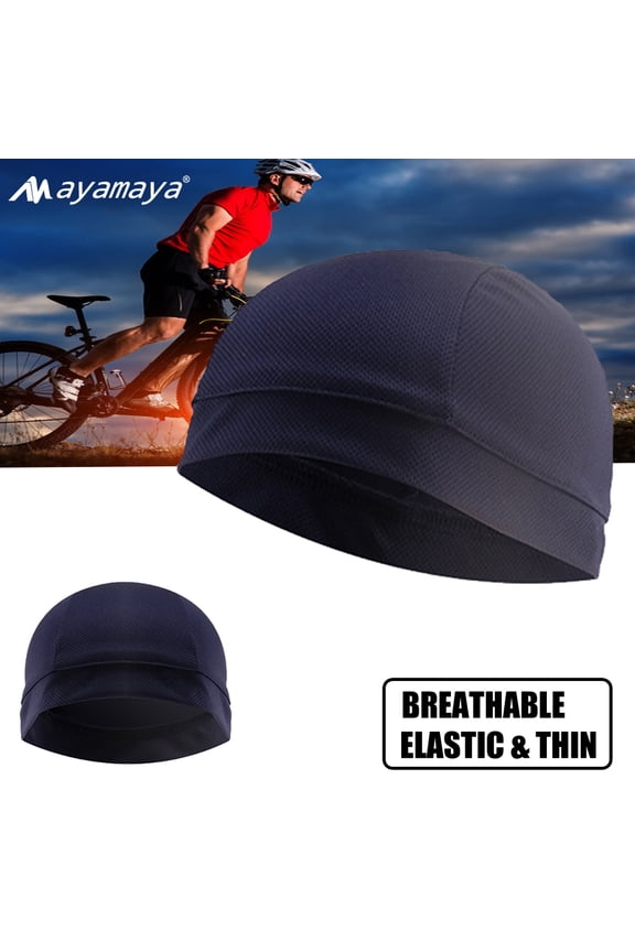 Sport Skull Beanie Cap, AYAMAYA Quick Dry Lightweight Beanie Hat, Summer Cycling Running Helmet Liner, Sweatproof Breathable Sleep Caps(Blue)