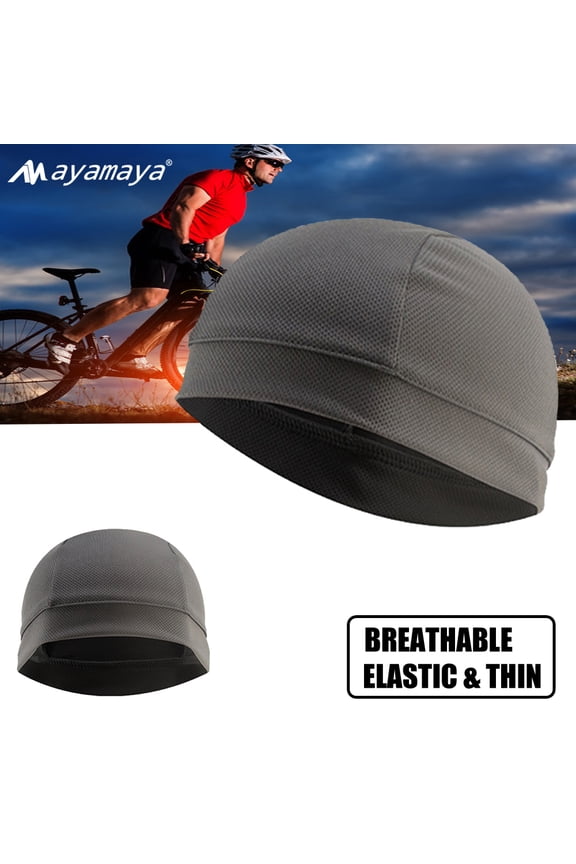 Sport Skull Beanie Cap, AYAMAYA Quick Dry Lightweight Beanie Hat, Summer Cycling Running Helmet Liner, Sweatproof Breathable Sleep Caps(Gray)