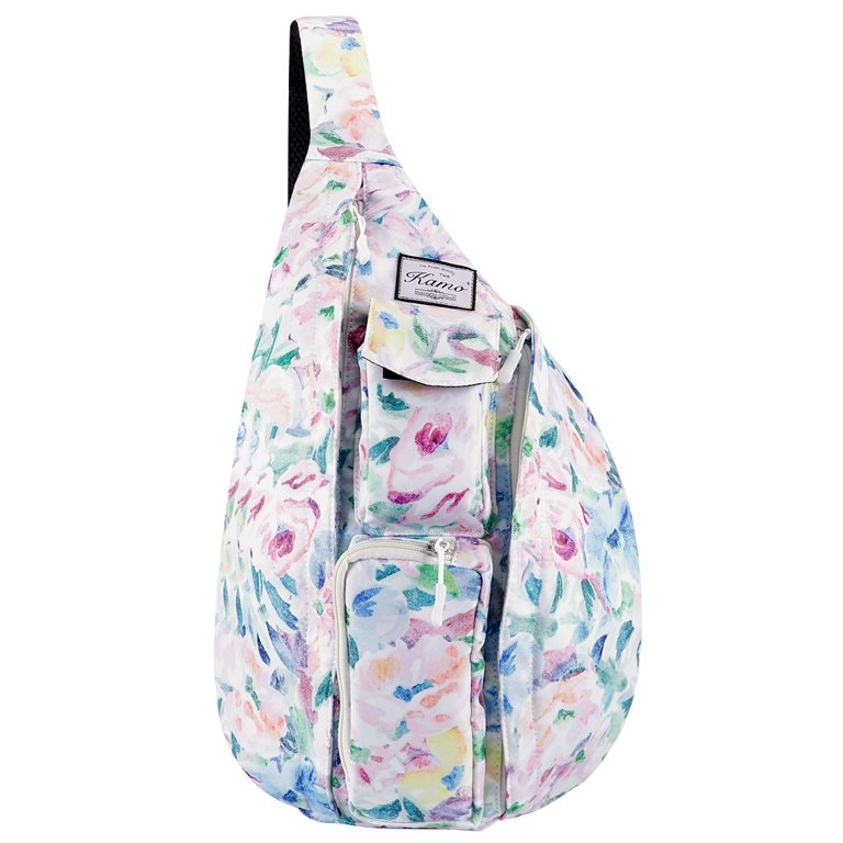 Moon and Floral Pattern Sling Bag Crossbody Backpack Lightweight Daypack with Amazon.com: EVANEM Pink And Black Flower Crossbody Sling  main image 2