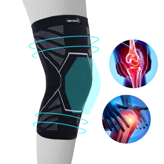 Sport Smart Knee Brace for Knee Pain - Knee Support for Women and Men, Breathable Knee Brace with Patella Gel Pads, Knee Sleeve Support for Workout and Injury Recovery (Black, Large)