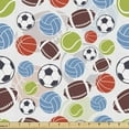 thumbnail image 1 of Ambesonne Sport Fabric by the Yard Upholstery, Basketball and Football, 1 Yard, Multicolor, 1 of 4