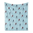thumbnail image 1 of Sport Soft Flannel Fleece Throw Blanket, Abstract Lines Background Ice Hockey Pattern Competitive Match Winter Season, Cozy Plush for Indoor and Outdoor Use, 70" x 90", Blue Red Black, by Ambesonne, 1 of 5