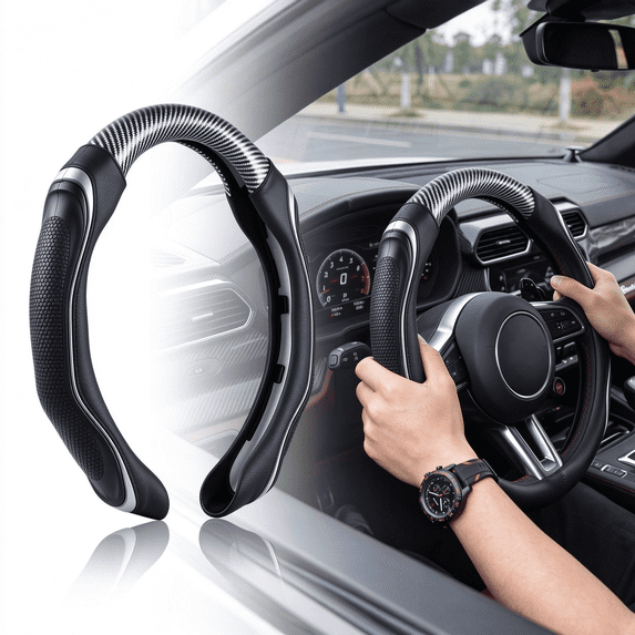 Sport-Style Silicone Steering Wheel Cover, Anti-Slip Carbon Fiber ...
