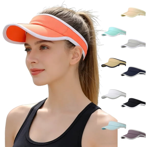 Sport Sun-Visor Hat Men Women Summer UV Protection, Lightweight Cooling Golf Running Tennis Sweat-Band Cap Black One Size